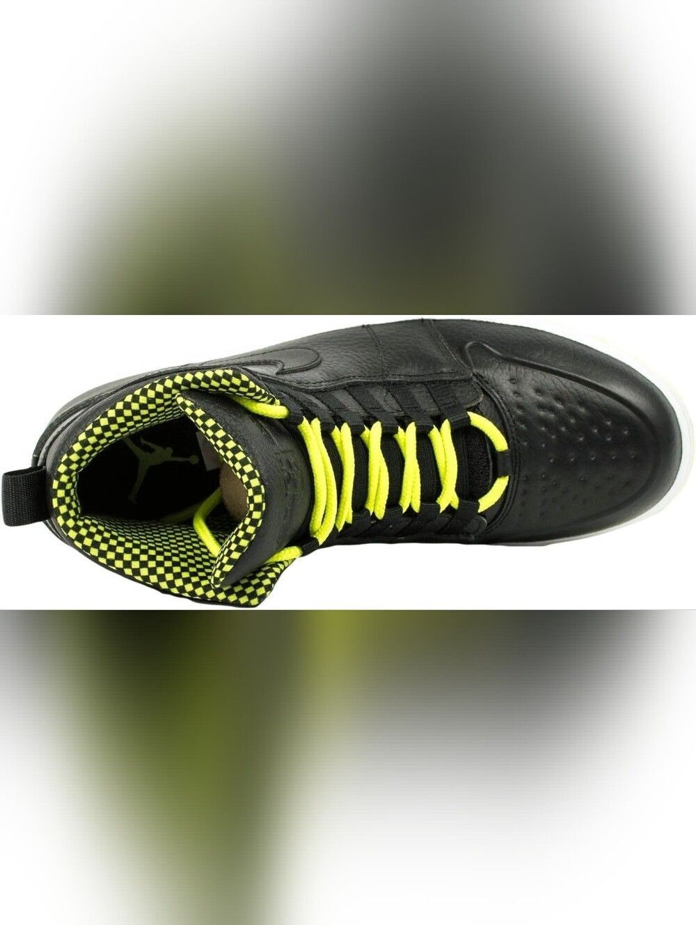 Nike Jordan Size 10.5 Men’s Black with Neon Yellow Accent High-Top Sneakers - Picture 3 of 13